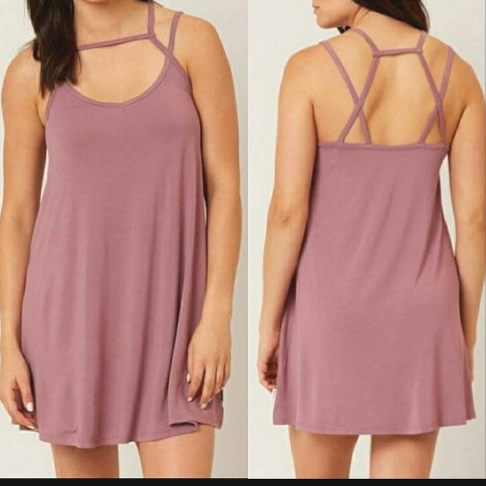 RVCA Strappy V Neck Trapeze Tank Mini Dress in Primrose Size Medium